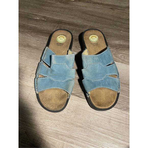 Earth Spirit Blue Leather Gelron 2000 Slip On Slide Sandals, W Size 9, MSRP $83 - Picture 4 of 15